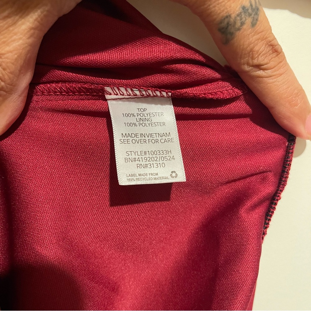 by & by Deep Red Ruffle V-Neck Blouse - Picture 6 of 6